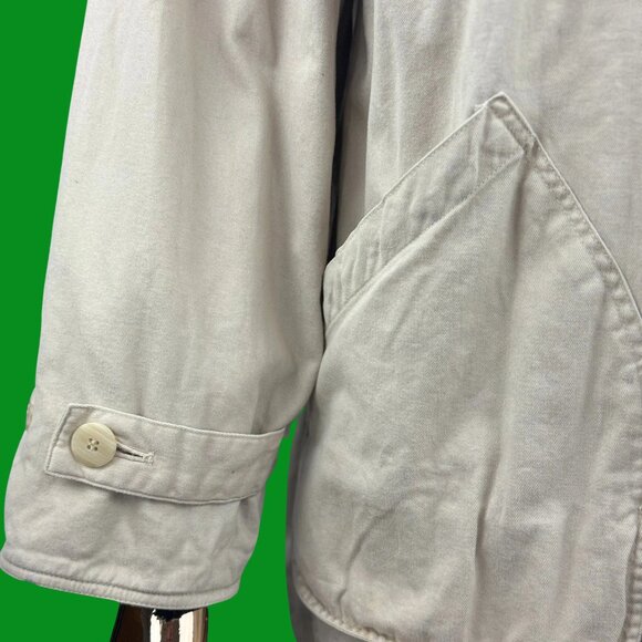 VTG Architect Chore Coat Beige Canvas Work Jacket Navy Corduroy Collar - Picture 5 of 7